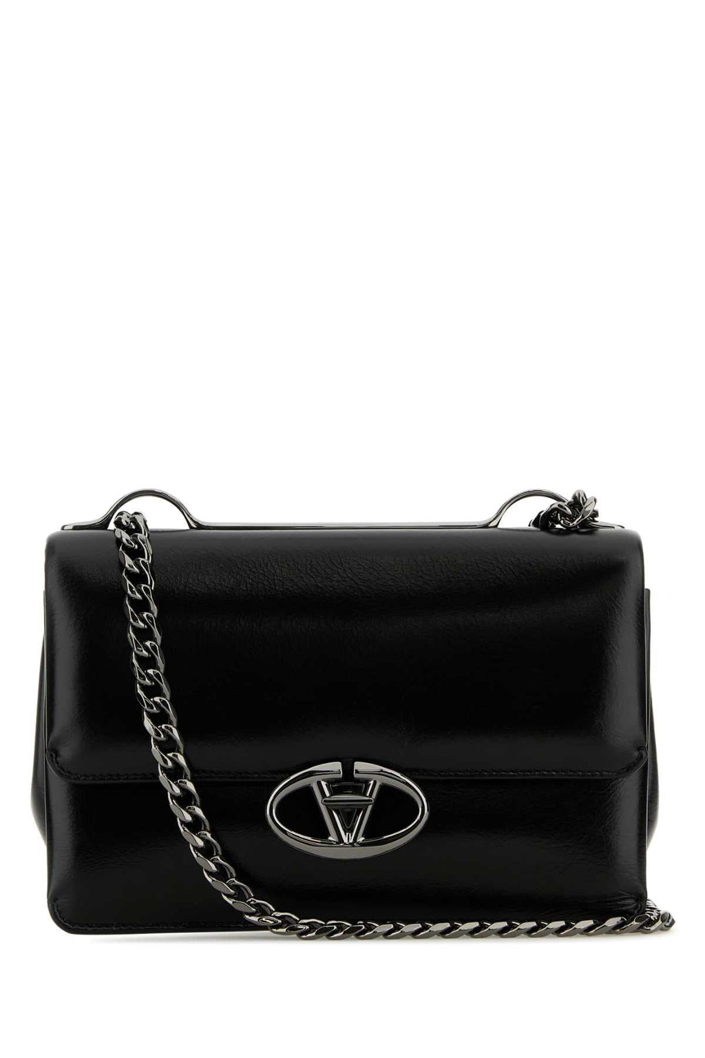 Valentino Garavani Women Black Leather Small Vlogo Shoulder Bag