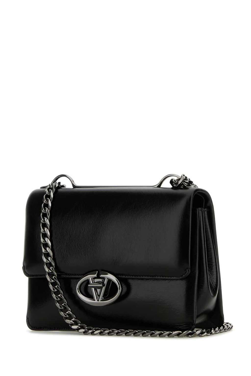 Valentino Garavani Women Black Leather Small Vlogo Shoulder Bag
