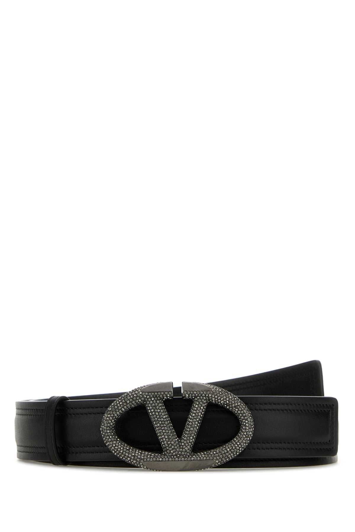 Valentino Garavani Women Black Leather Vlogo The Bold Edition Belt Luosophy