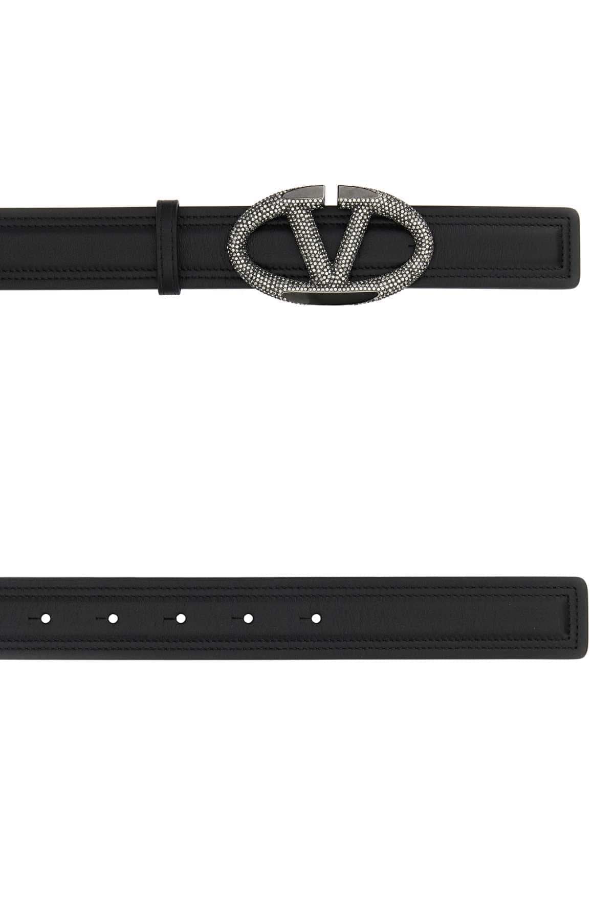 Valentino Garavani Women Black Leather Vlogo The Bold Edition Belt Luosophy