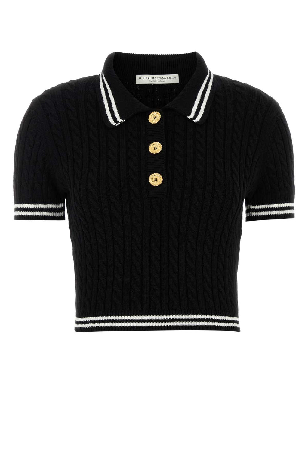 Alessandra Rich Women Black Cotton Polo Shirt