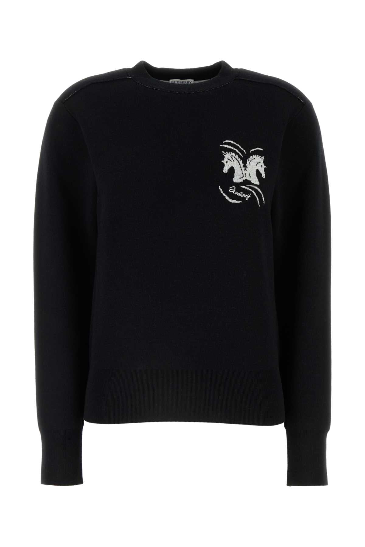 Burberry Women Black Stretch Wool Blend Sweater