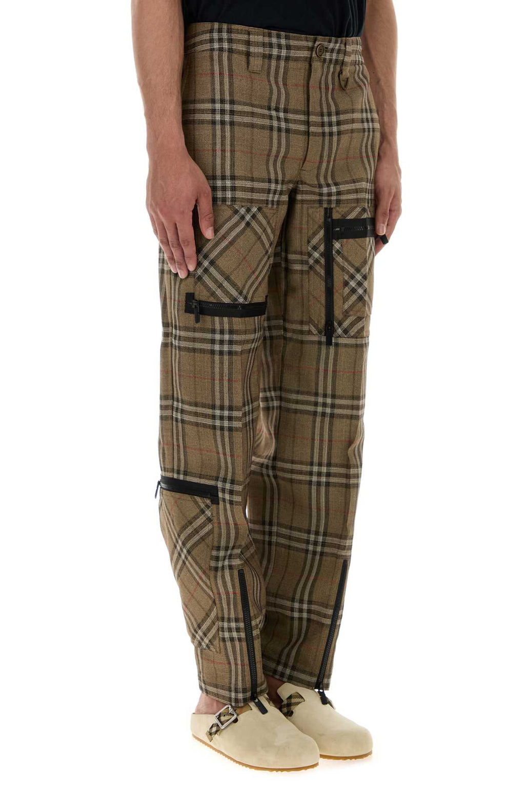 Burberry Men Embroidered Viscose Blend Cargo Pant