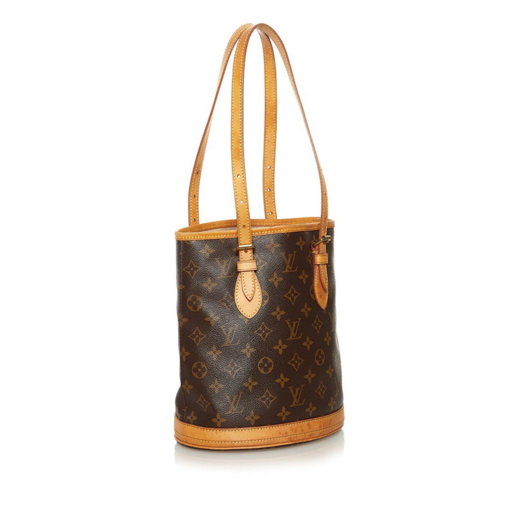 Louis Vuitton Monogram Bucket PM Tote Bag Brown PVC Leather Ladies Banlieue91