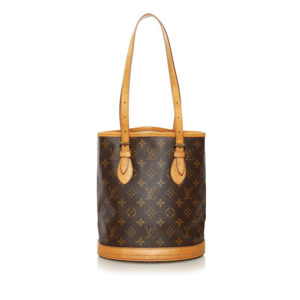Louis Vuitton Monogram Bucket PM Tote Bag Brown PVC Leather Ladies Banlieue91