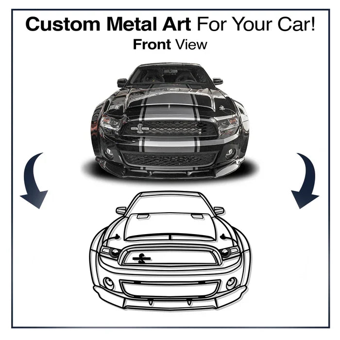 Your Personalized Car Metal Wall Art (Front view, rear and perspective view) Modello Turbo