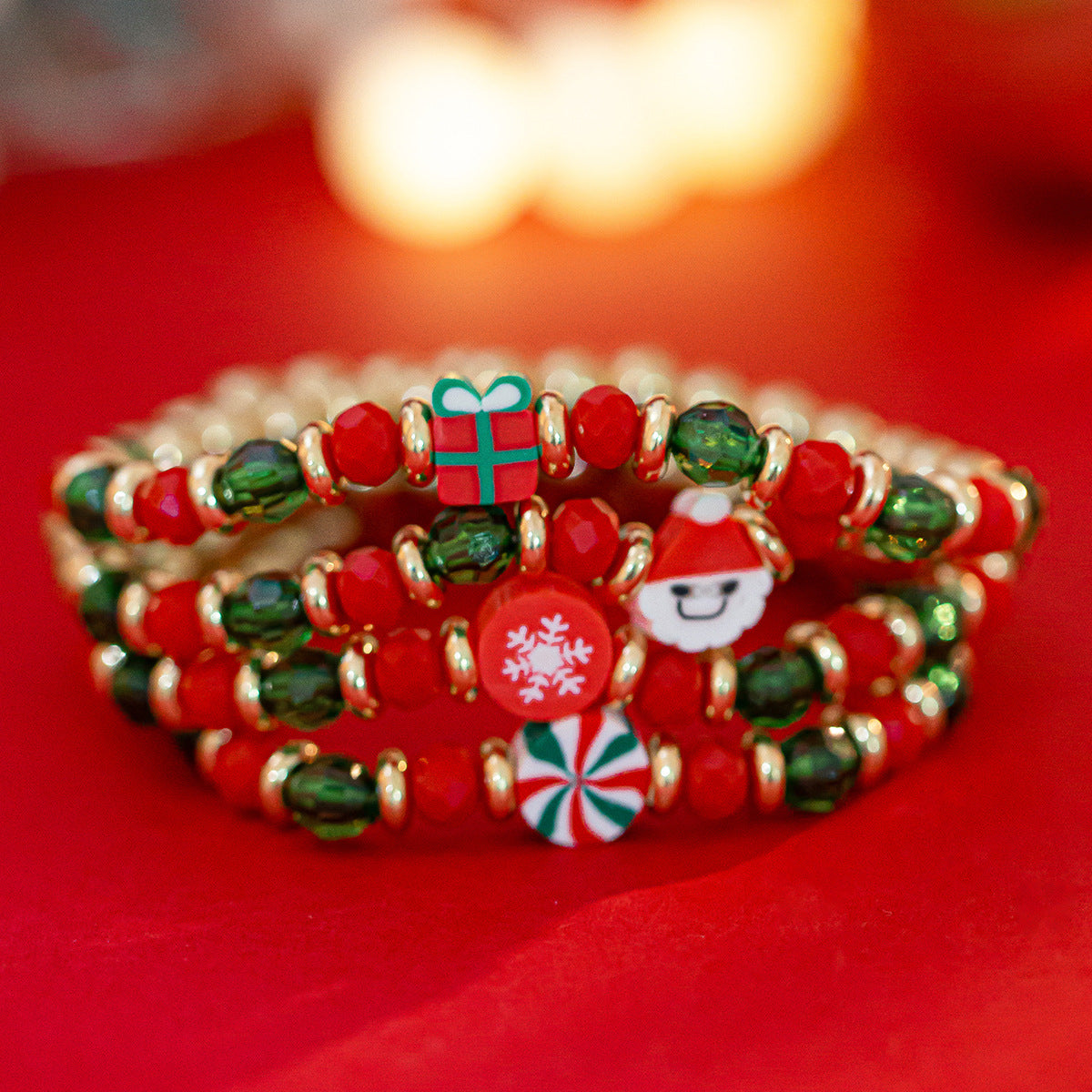Christmas Candy Soft Ceramic CCB Bracelet Ins Wind Beaded Alloy Bracelet Set V.I.P Digital Presence
