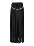 Balenciaga Women Black Long Pleaded Skirt With Belt In Tech Fabric Woman