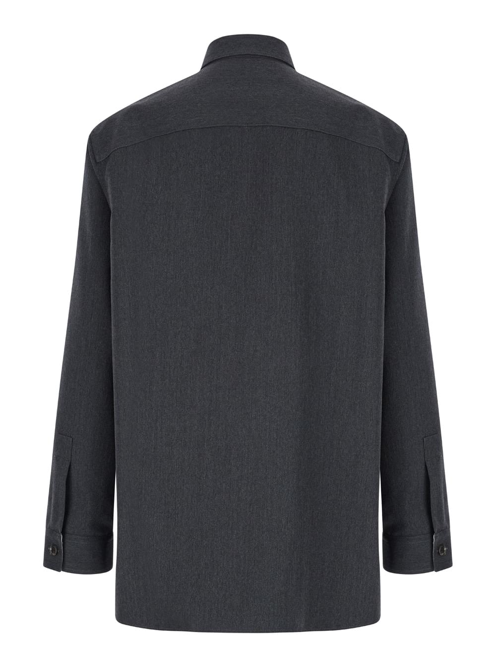 Gucci Men Grey Shirt With Pointed Collar In Wool Man Luosophy