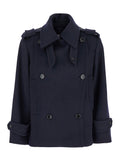 Max Mara Women 'Laveno' Blue Double Breasted Jacket With Wide Pointed Lapels In Virgin Wool Blend Woman