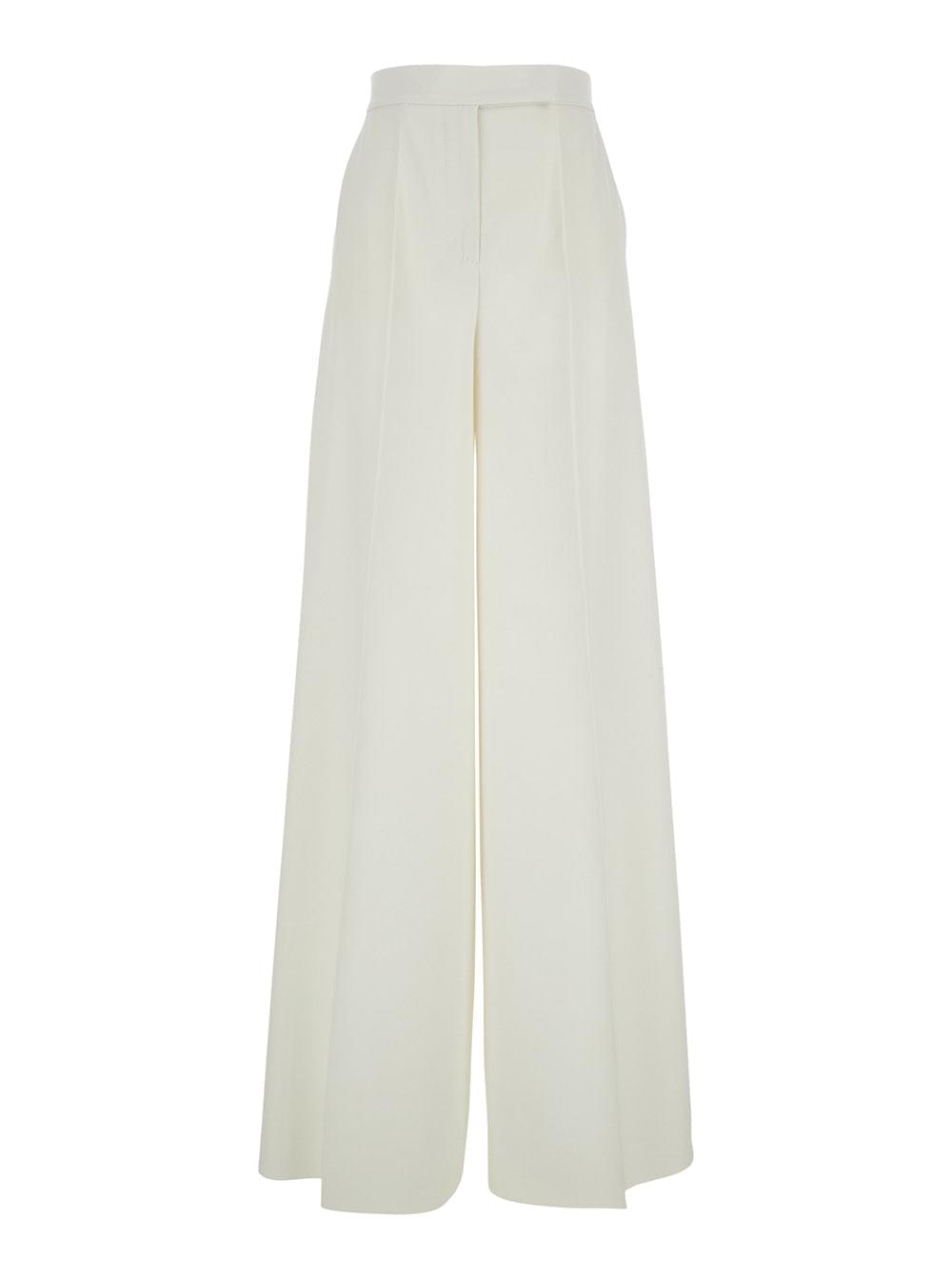 Max Mara Women 'Ninfa' White Wide Leg Pants In Virgin Wool Woman Luosophy