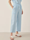 100% Linen Short-Sleeve Round Neck Button Detail Top & Pants Set JOSIE LINTICO