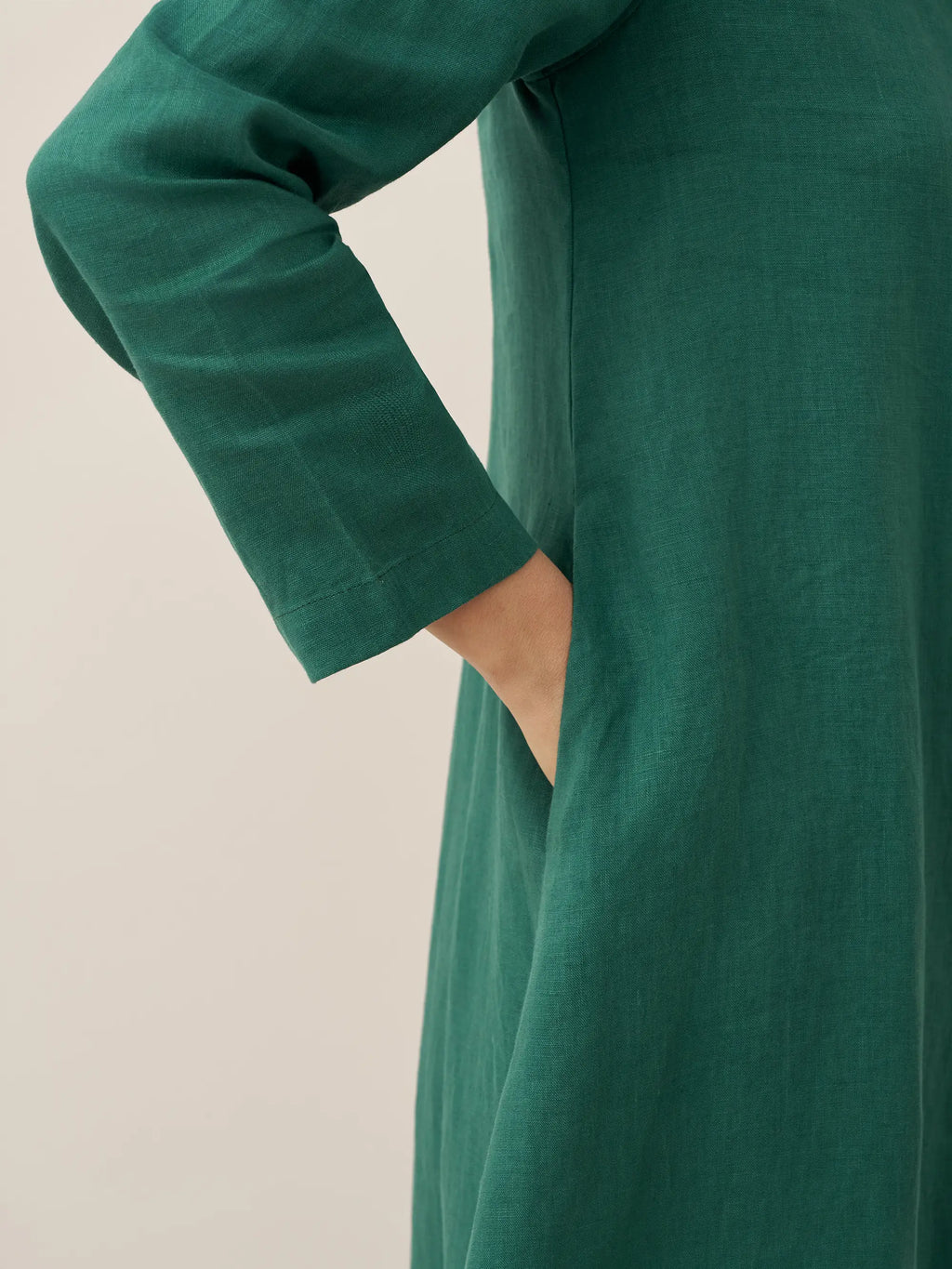 100% Linen Hooded Pullover Midi Dress REBECCA LINTICO