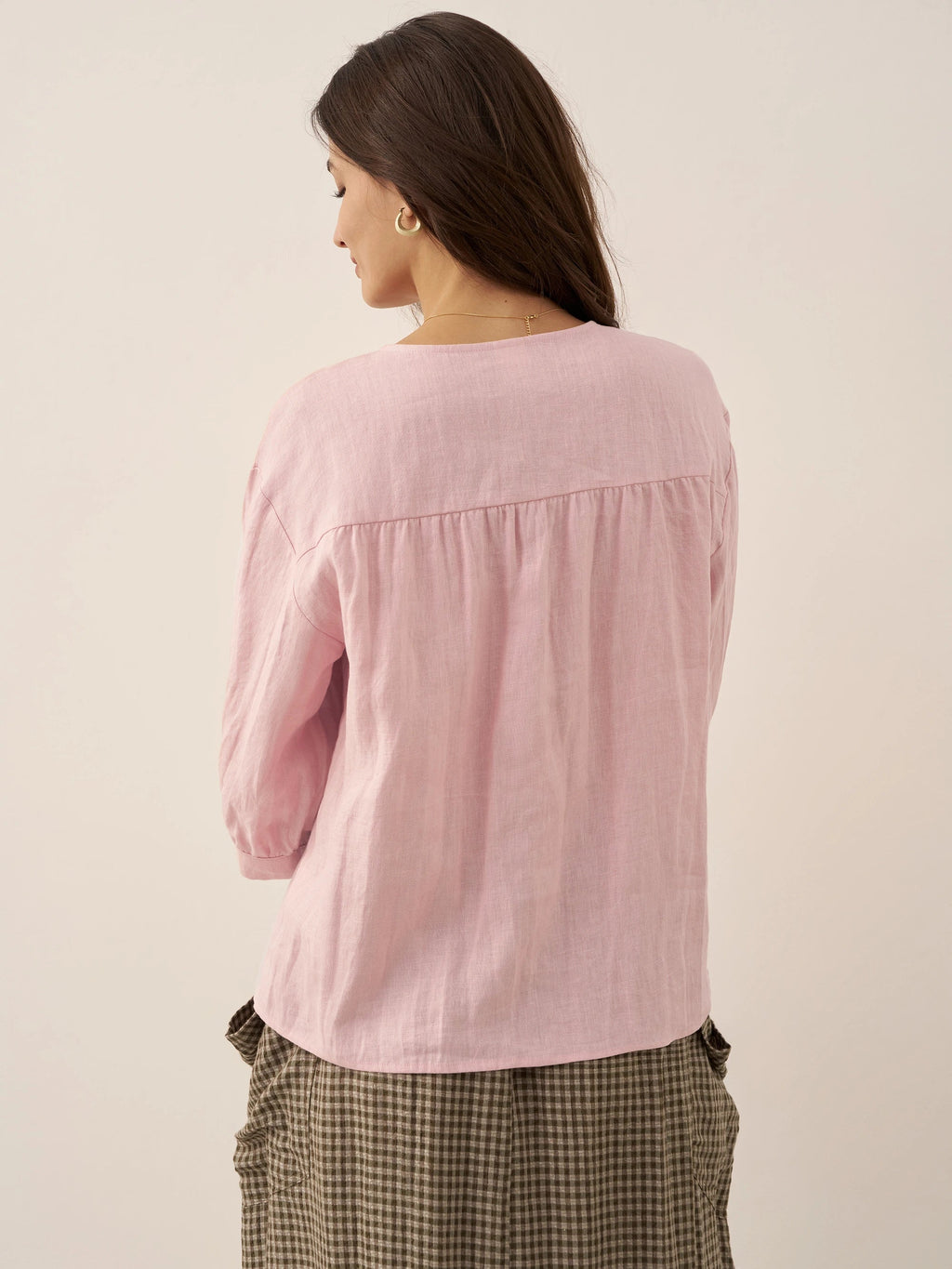100% Linen Button-Front Drop Shoulder Shirt EASTER LINTICO