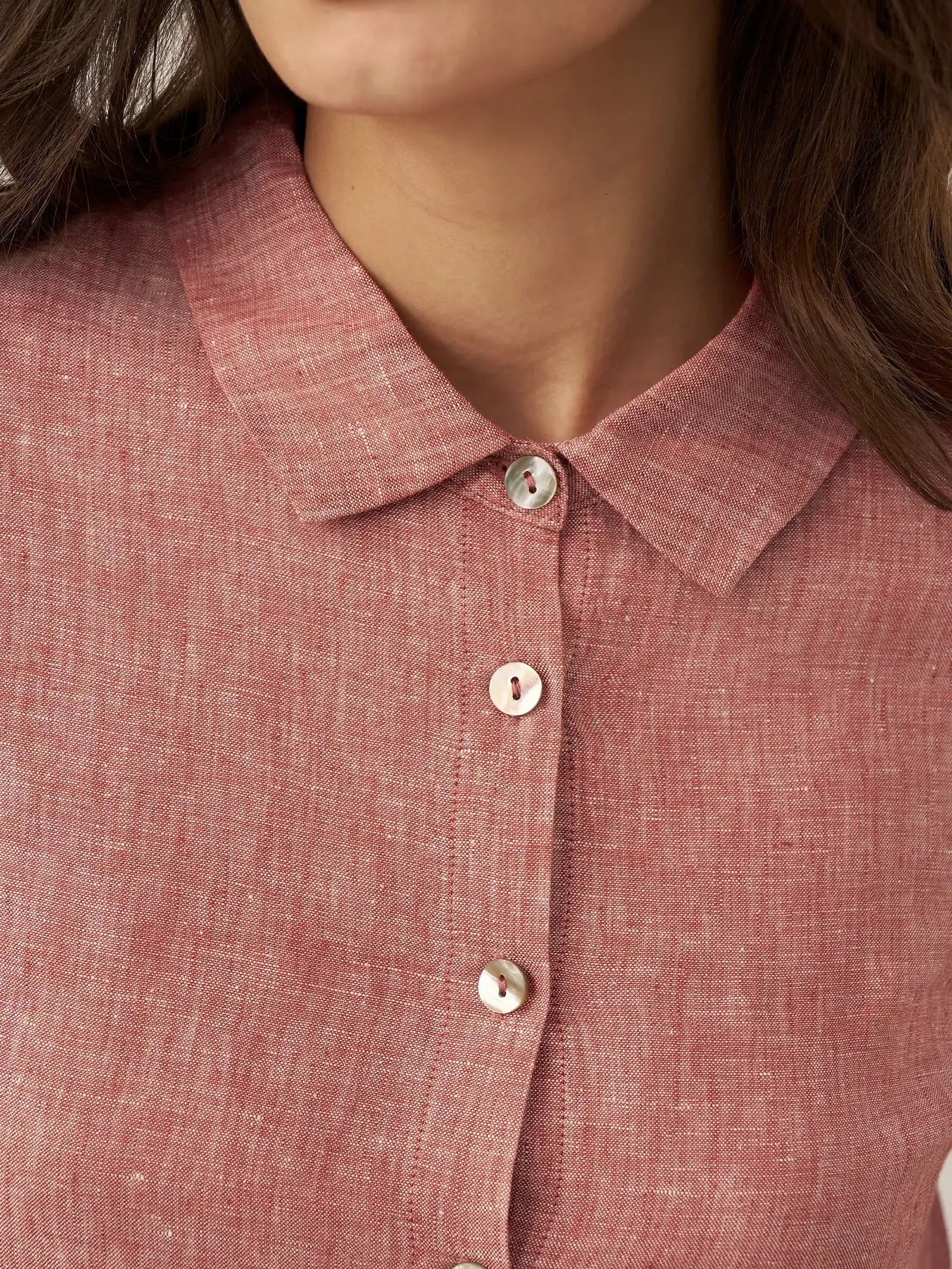 100% Linen Buttoned Closure Color-Blocked Shirt JANICE LINTICO