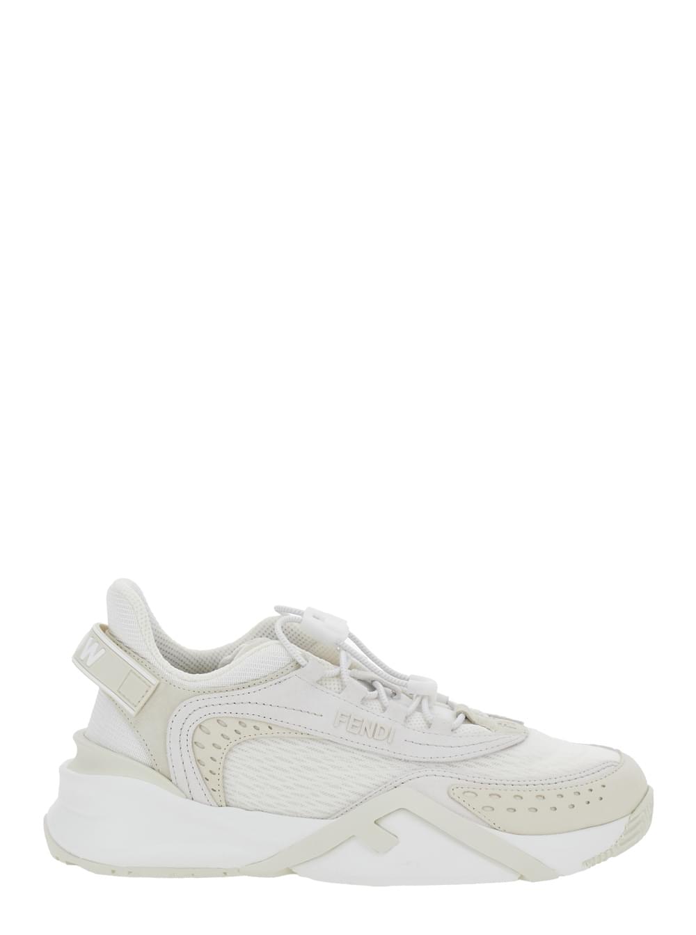 Fendi Women 'Flow' White Sneakers With Toggle Closure And Logo Lettering On The Side In Tech Fabric Woman Luosophy