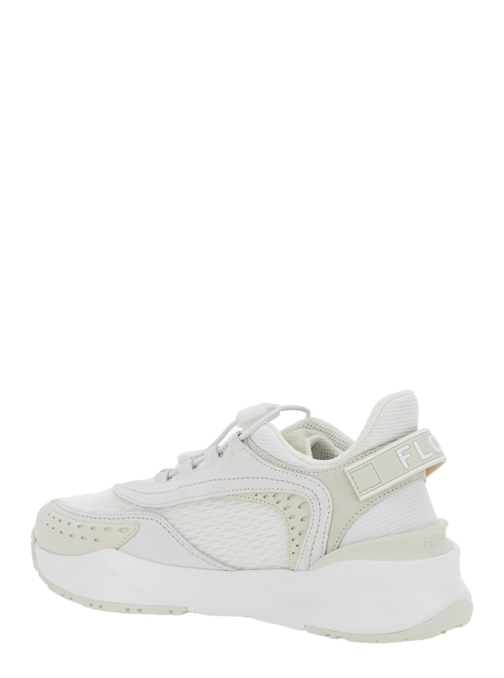 Fendi Women 'Flow' White Sneakers With Toggle Closure And Logo Lettering On The Side In Tech Fabric Woman Luosophy