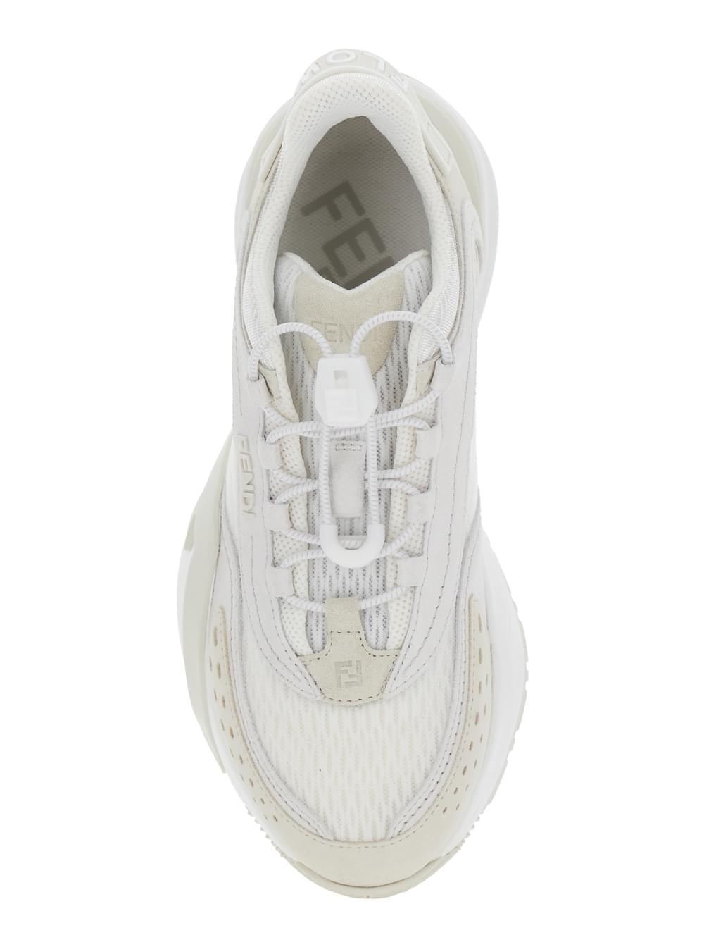 Fendi Women 'Flow' White Sneakers With Toggle Closure And Logo Lettering On The Side In Tech Fabric Woman Luosophy