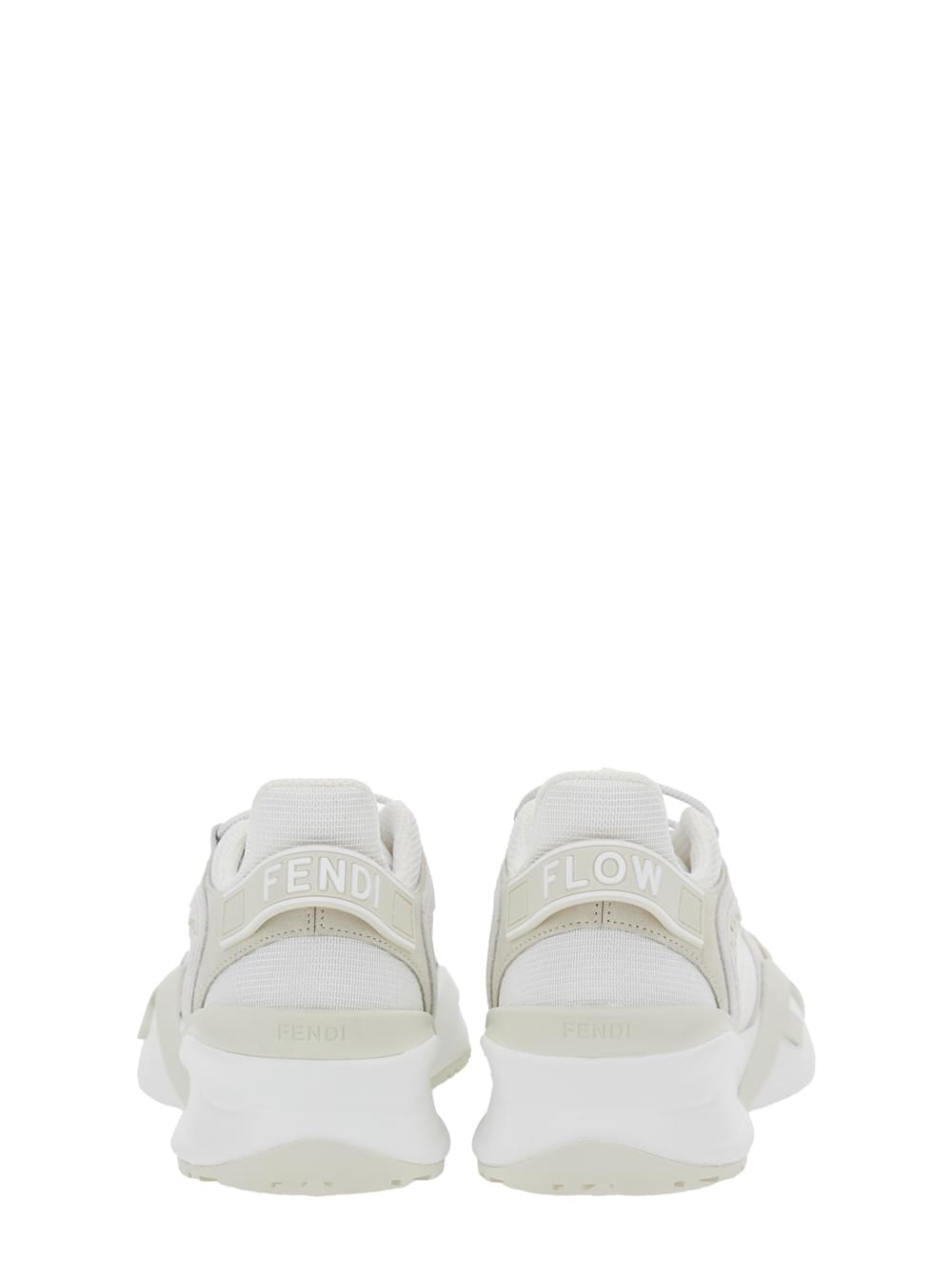 Fendi Women 'Flow' White Sneakers With Toggle Closure And Logo Lettering On The Side In Tech Fabric Woman Luosophy