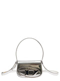 Diesel Women '1Dr' Silver Shoulder Bag  With Oval D Patch In Laminated Leather For Women