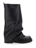 The Attico Women Boots 'Robin' With Square Toe And Logo Plate On The Back In Black Leather For Women