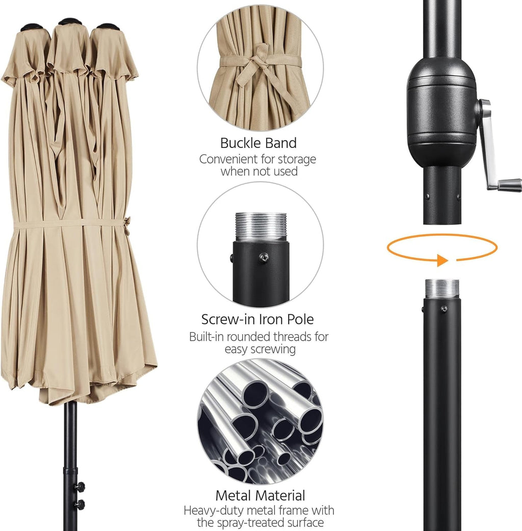 13 Ft Patio Umbrella Weather Resistant BaseIncluded Tan