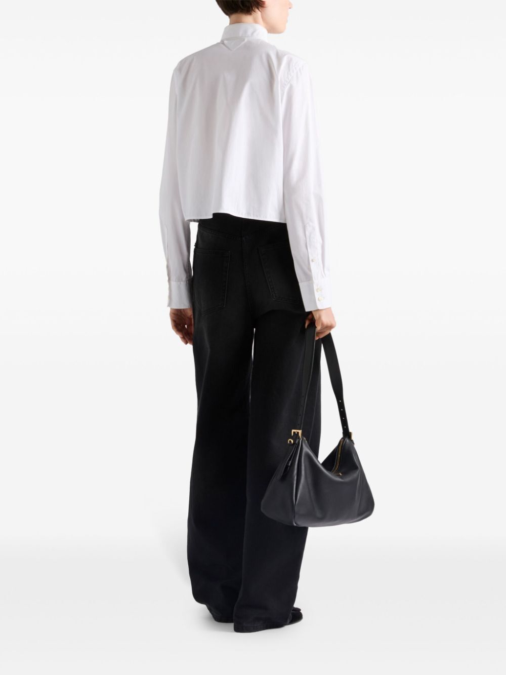 Prada Women Camicia Boxy In Popeline Ricamata