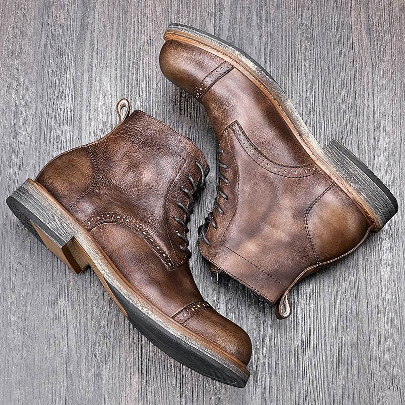 Leather British Martin boots Men's high-top leather shoes