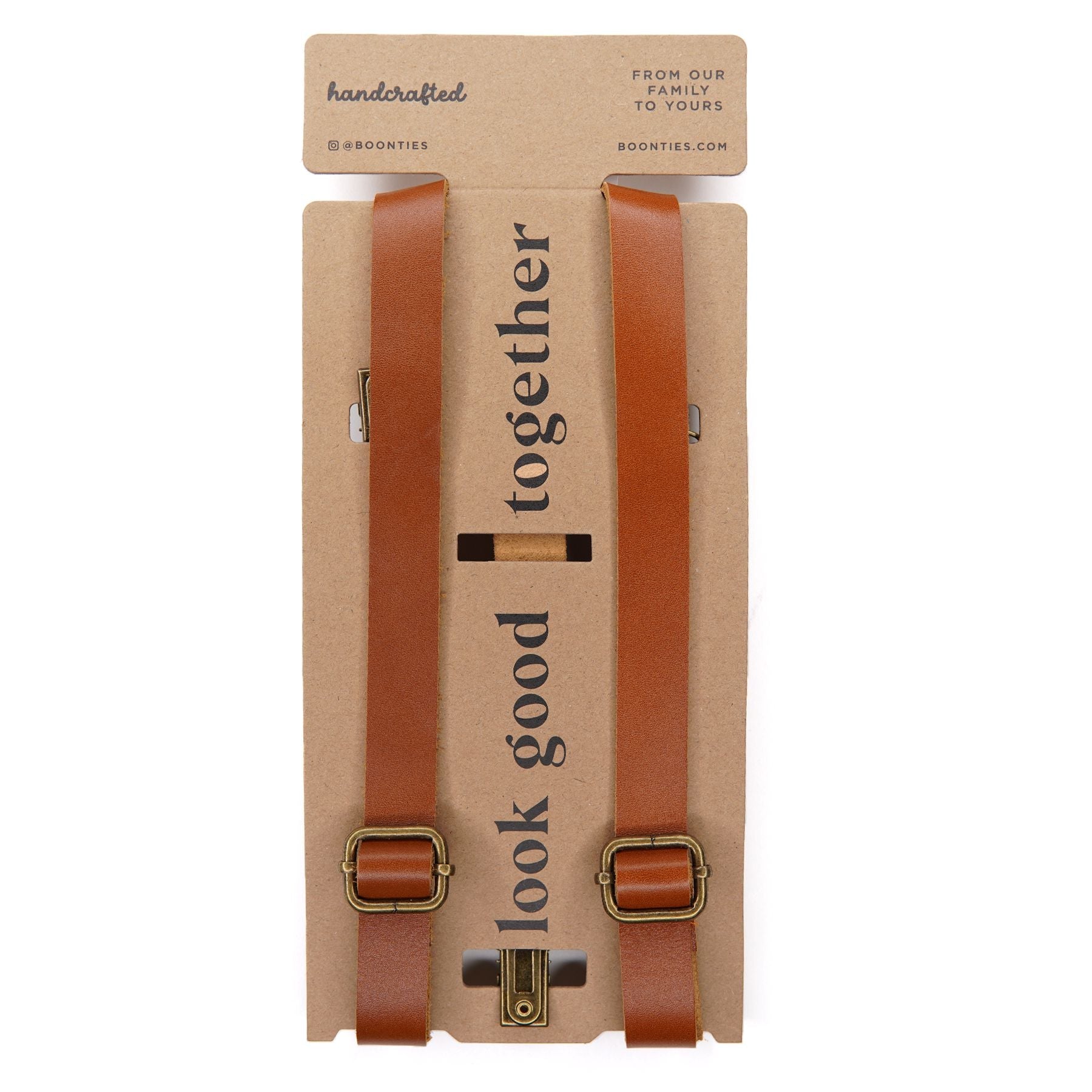 Tan Leather Suspenders - Choose your size Boon Ties