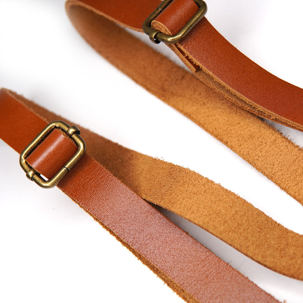 Tan Leather Suspenders - Choose your size Boon Ties