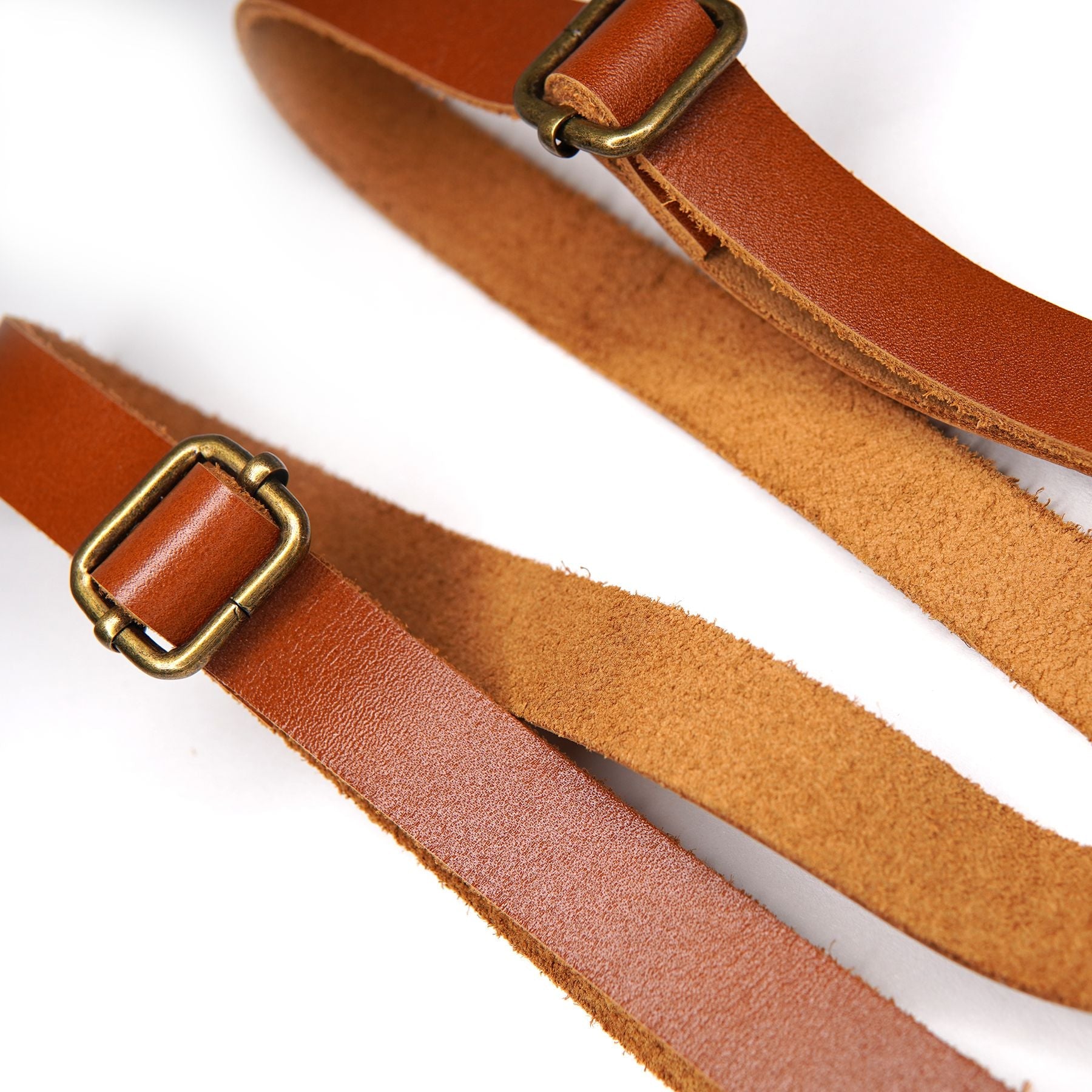 Tan Leather Suspenders - Choose your size Boon Ties
