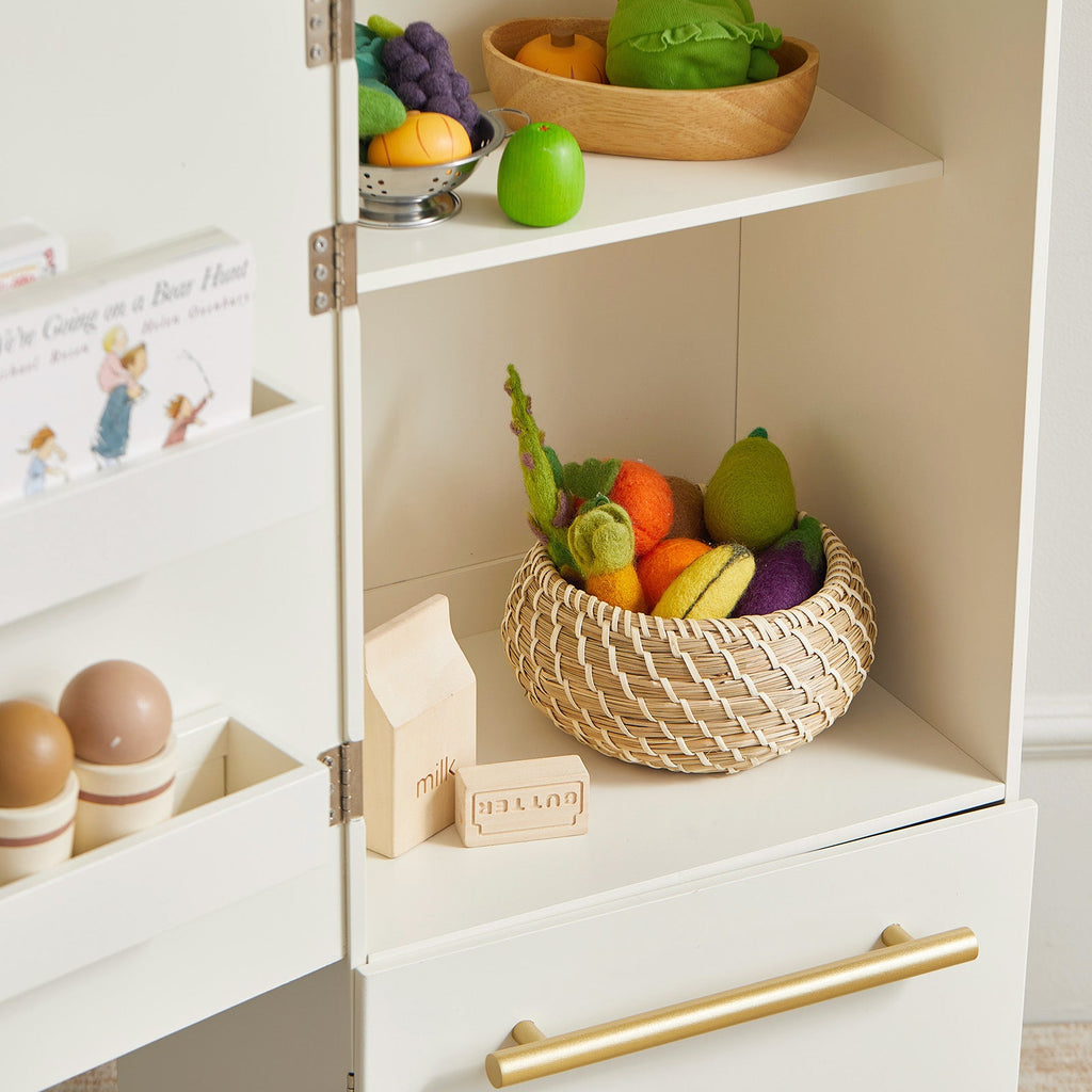 Tiny Land® Play Kitchen Accessories – Play Kitchen Fridge: Wooden Cabinet Refrigerator for Kids Tiny Land INC