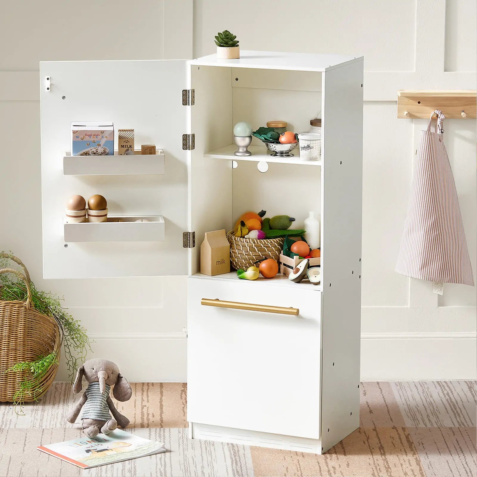 Tiny Land® Play Kitchen Accessories – Play Kitchen Fridge: Wooden Cabinet Refrigerator for Kids Tiny Land INC