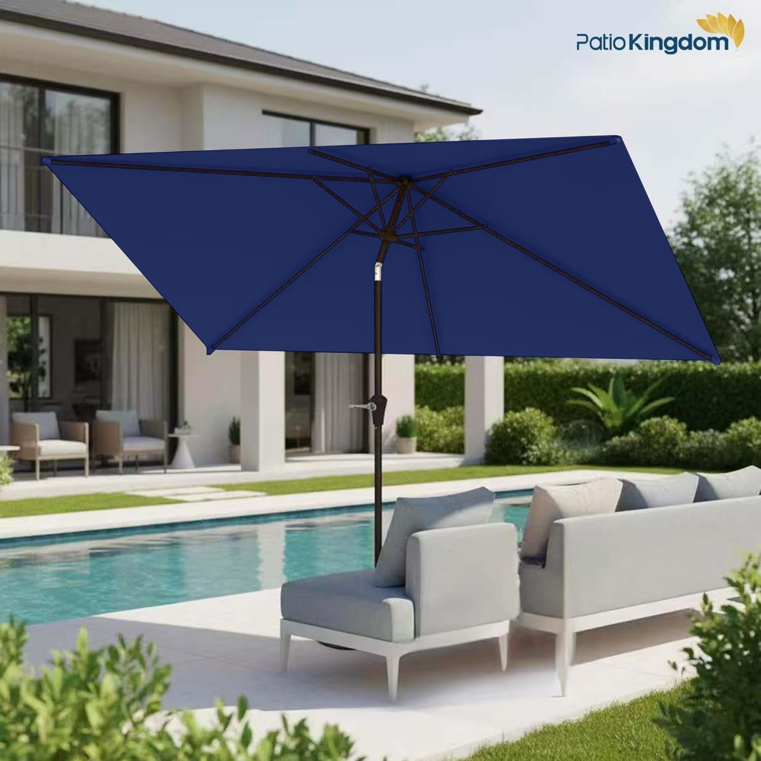 Rectangular Patio Umbrella 6.5x10 Ft Tilt UV Protection