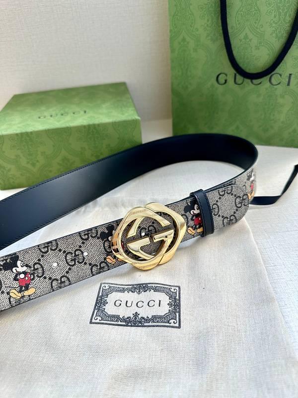 GUCCI x Mickey Mouse Embellished coated-canvas and leather belt 'Grey' Banlieue91