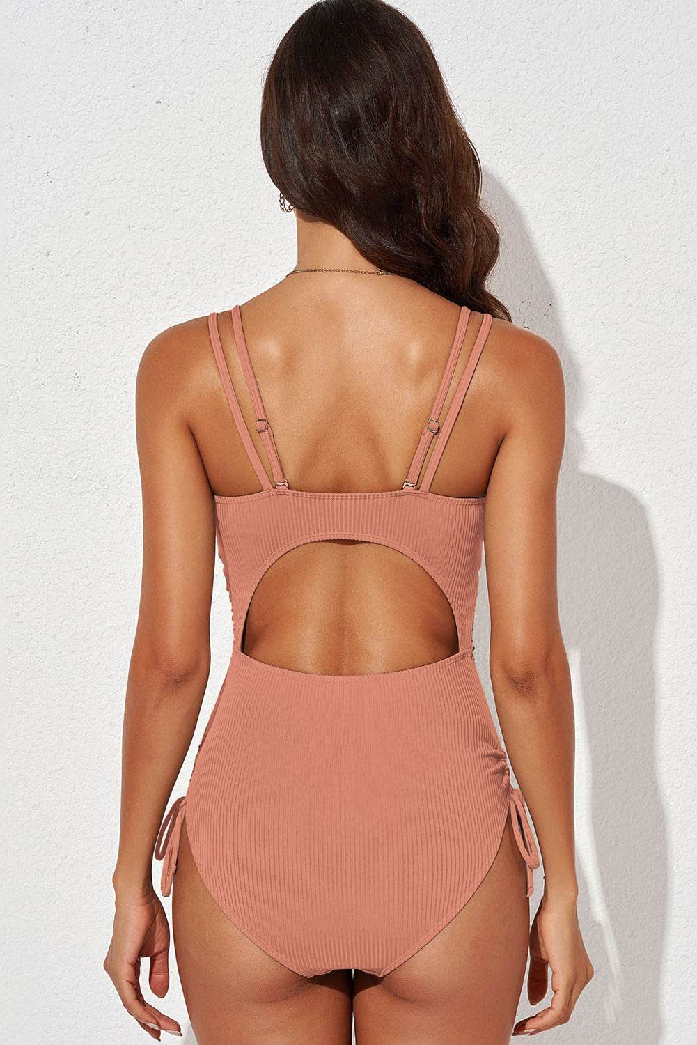 SYNZ Tied Cutout Plunge One-Piece Women Swimsuit