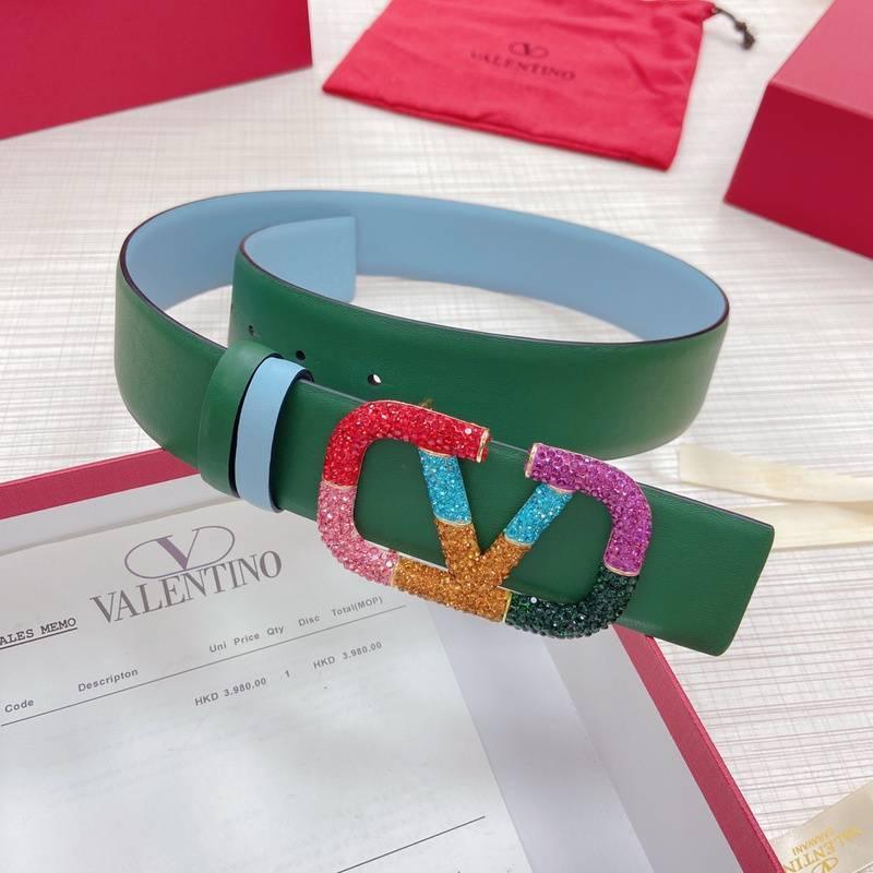 VALENTINO GARAVANI V logo Rainbow Reversible Leather Belt 'Sky Blue/Green' Banlieue91