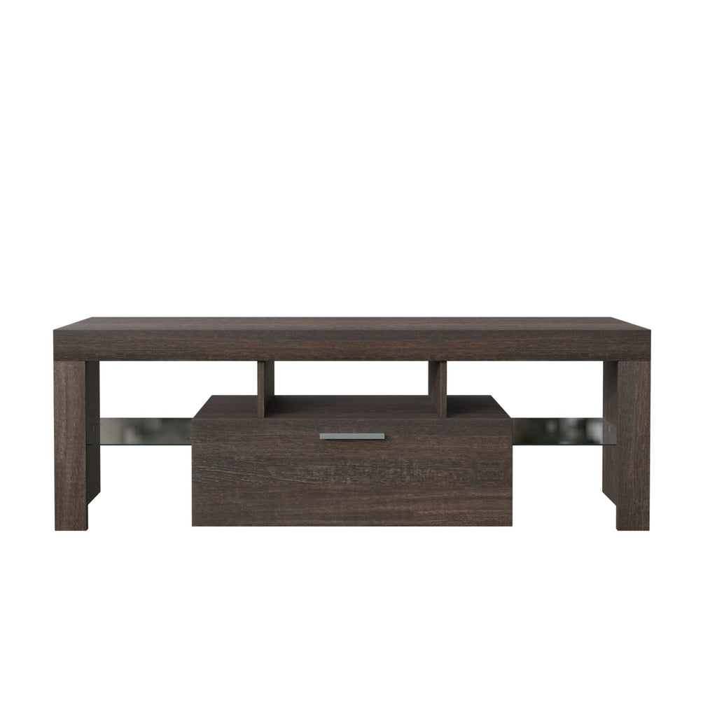 20 minutes quick assembly brown simple modern TV stand Brown TV bracket with LED Color Changing Lights for Living Room
