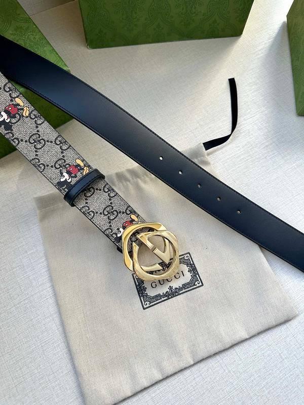 GUCCI x Mickey Mouse Embellished coated-canvas and leather belt 'Grey' Banlieue91