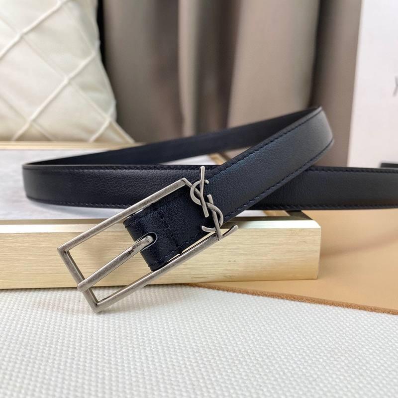 Saint Laurent Classic Monogram Square Buckle Belt Embossed Leather Banlieue91