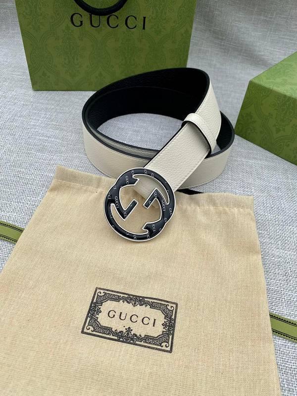 GUCCI Embellished coated-canvas and leather belt 'Cream' Banlieue91
