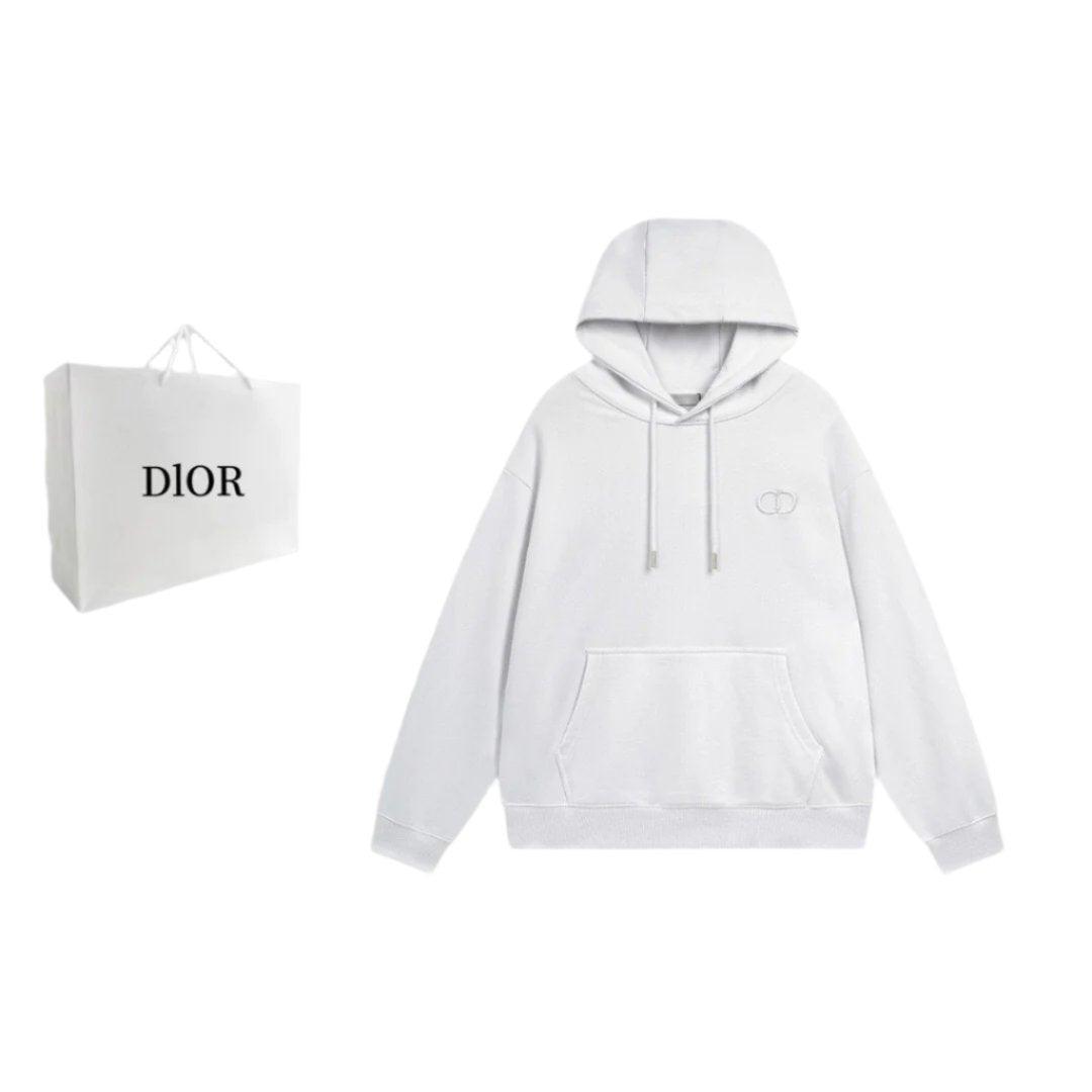 Dior Classic Letter Embroidered Hoodie White Banlieue91