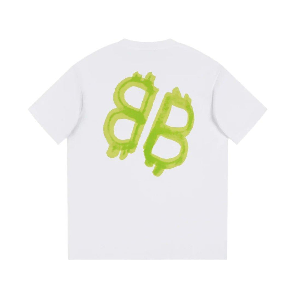 Balenciaga White & Green T-Shirt Without Collar Banlieue91
