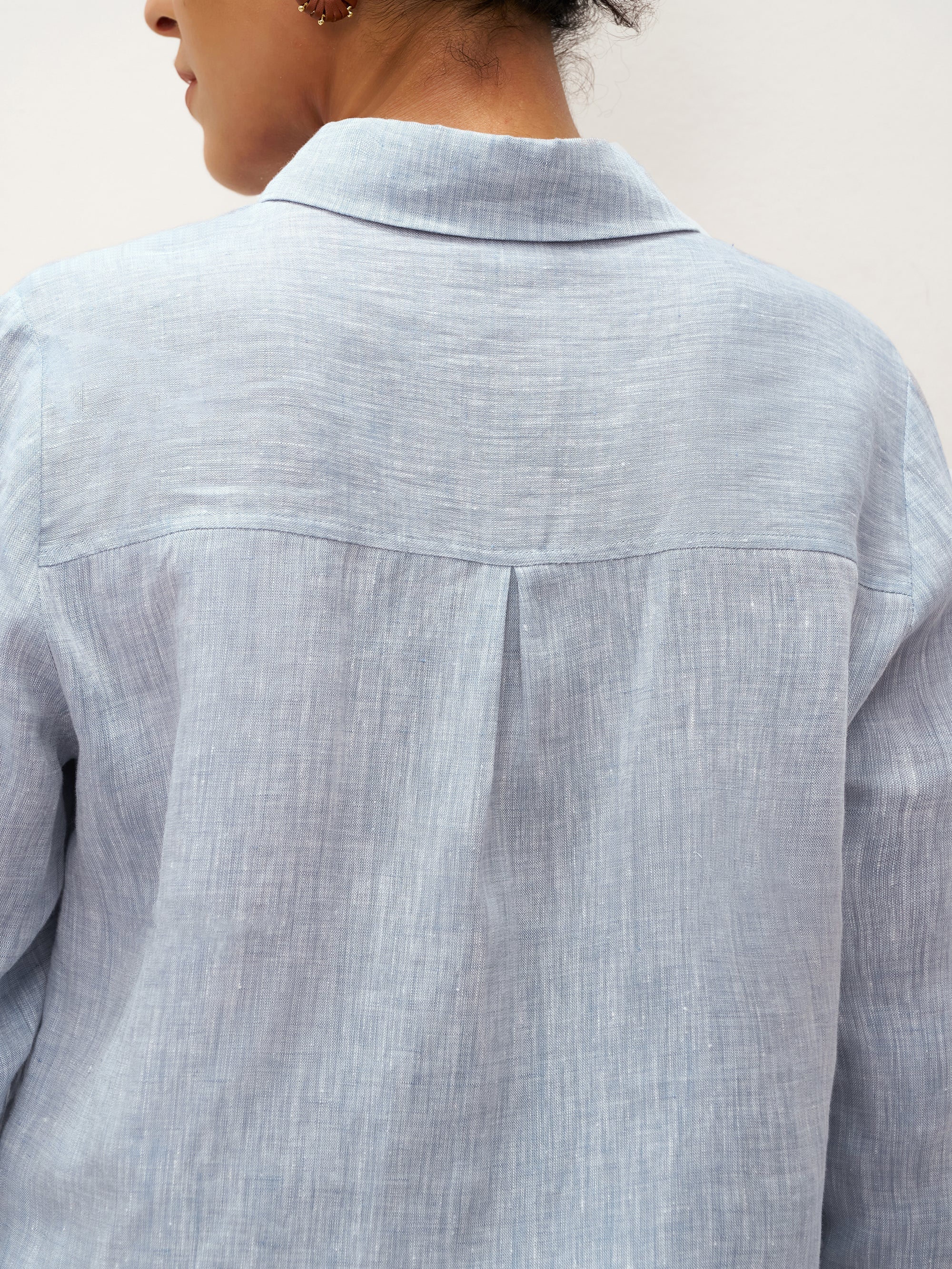 100% Linen Buttoned Closure Color-Blocked Shirt JANICE LINTICO
