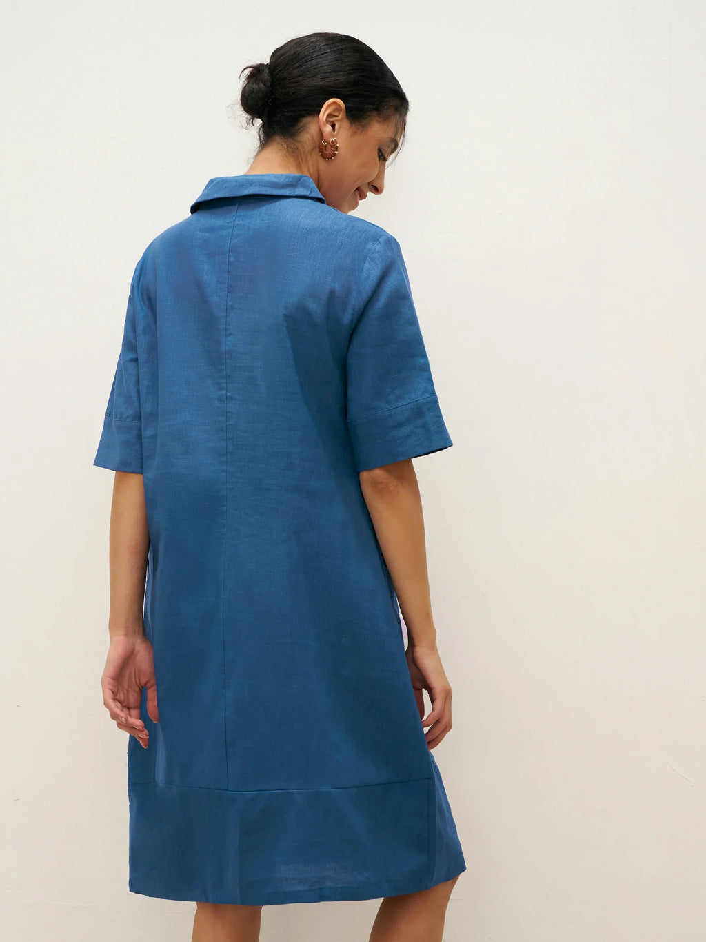 Linen Shawl V-Neck Half Sleeve Minidress LIVIA LINTICO