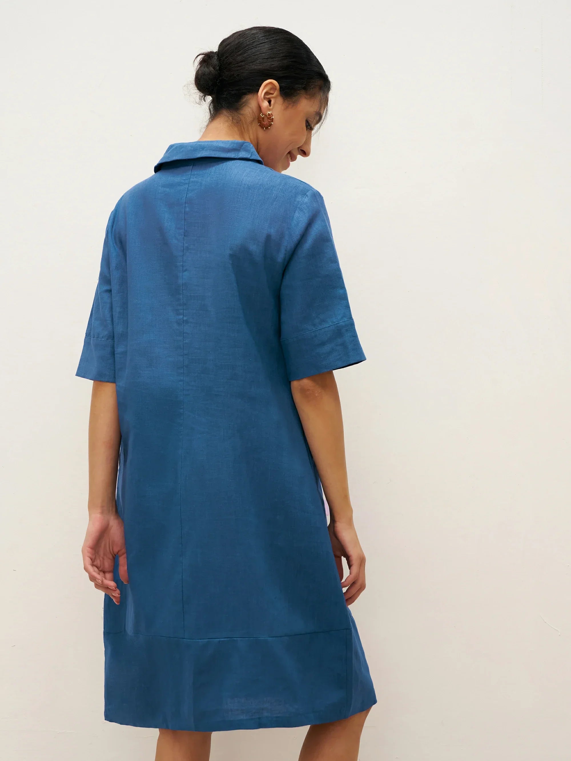 Linen Shawl V-Neck Half Sleeve Minidress LIVIA LINTICO