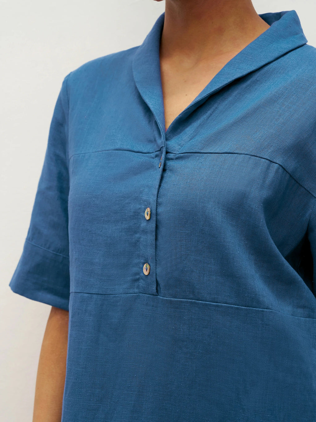 Linen Shawl V-Neck Half Sleeve Minidress LIVIA LINTICO