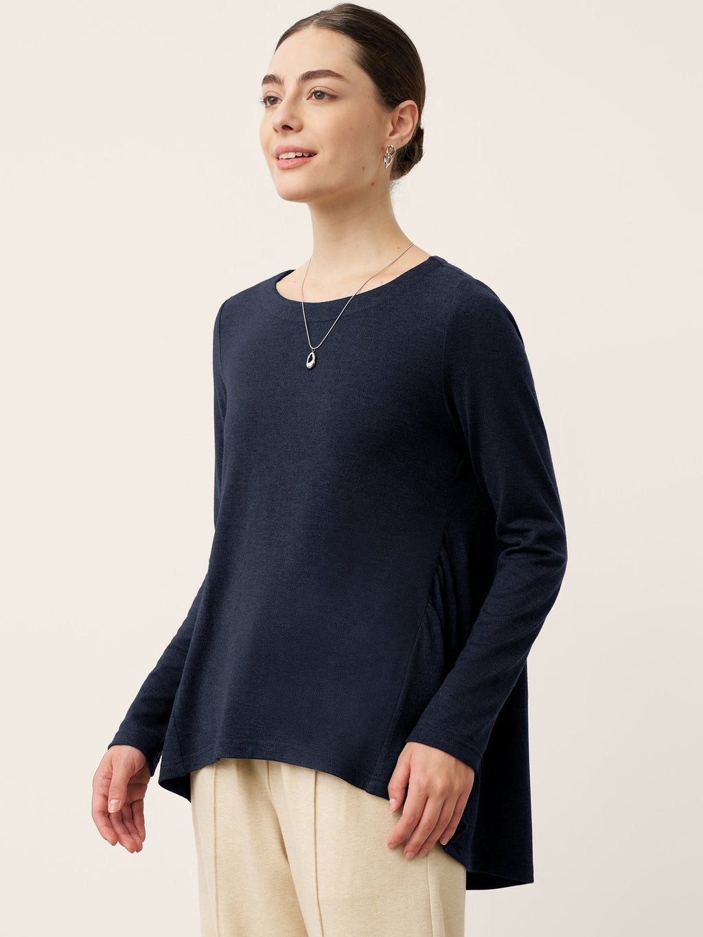 Wool Panelled Ruched Asymmetric Hem Top KALISTA LINTICO