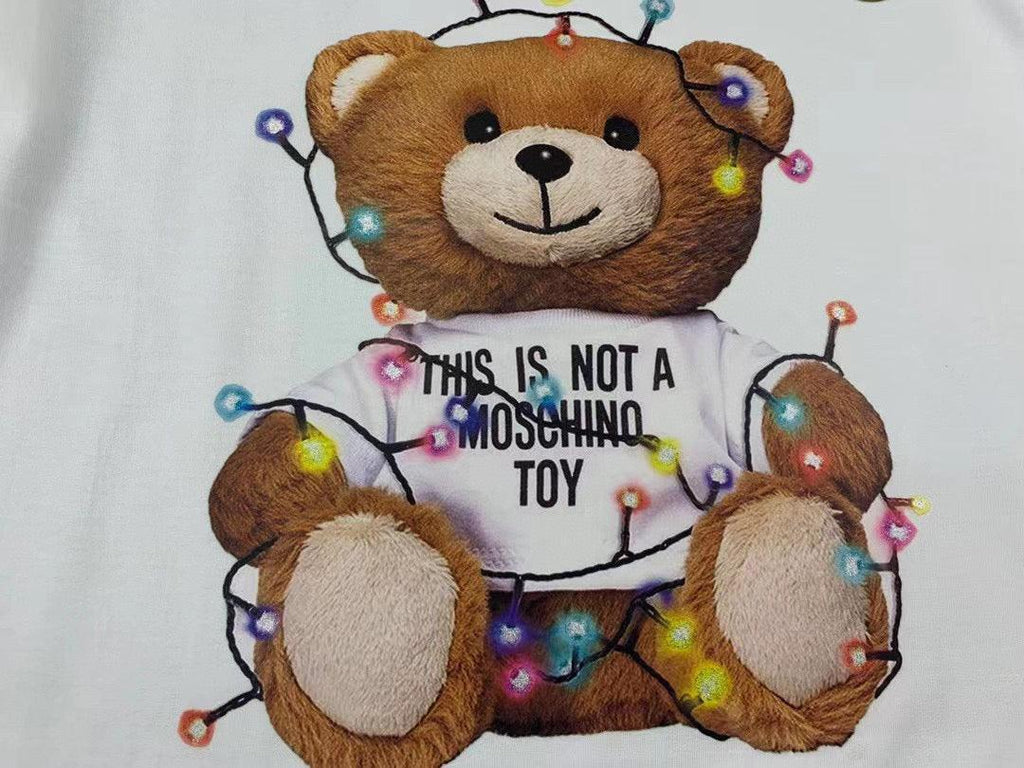 Moschino Christmas Light Teddy Bear T-Shirt Without Collar 'White' Banlieue91