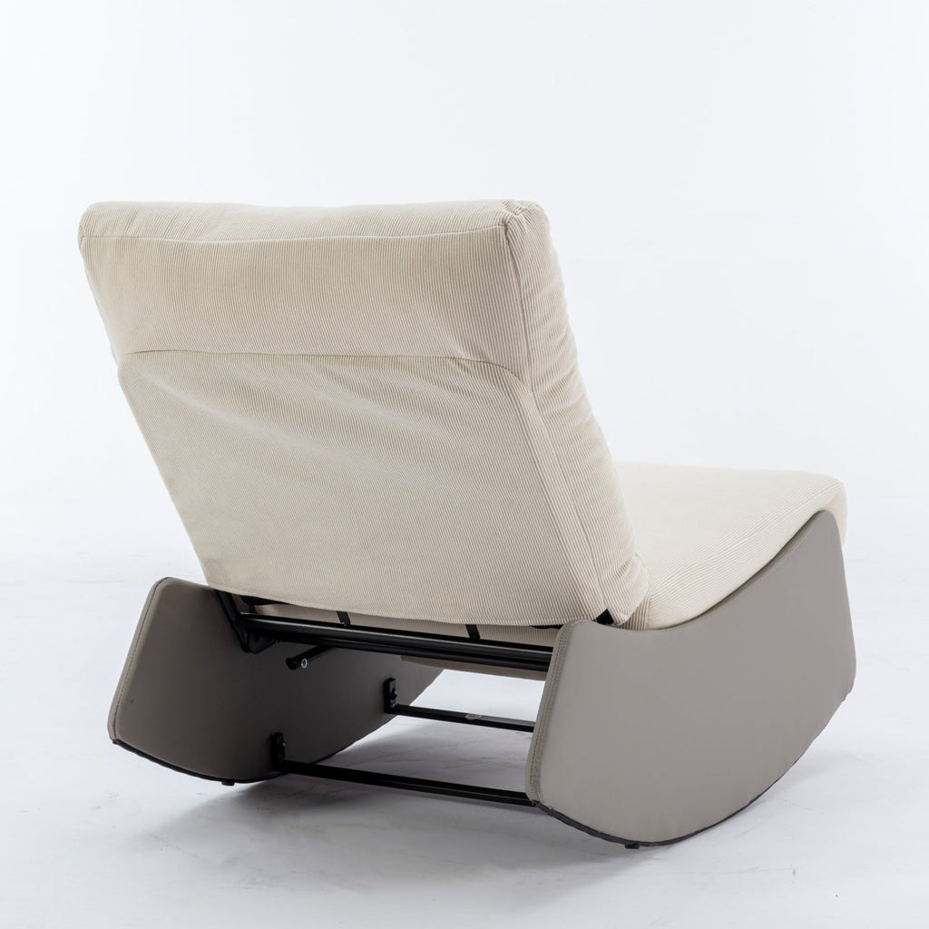 Modern rocking chair recliner, comfortable cushioned recliner with footstool, gray V.I.P Digital Presence